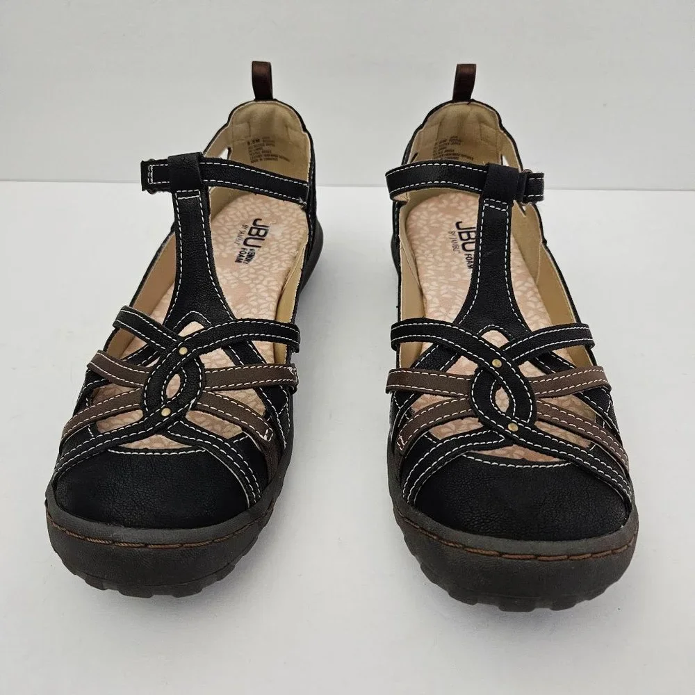 Mary Jane Women's Black & Brown Closed-Toe Sandals - Casual Everyday